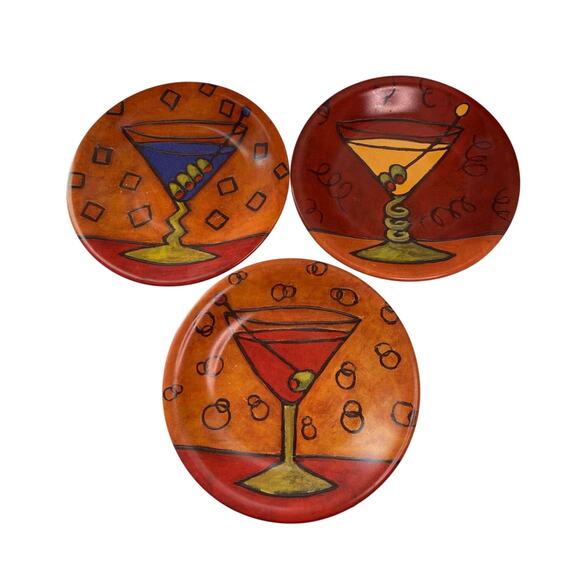 Carol Altman Art in Motion salad plates Certified International, set of 3 - Picture 1 of 9